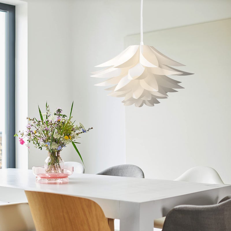 kwmobile Hanging Puzzle Lamp Kit - Lotus Flower 19.7" (50cm) Modern Ceiling Pendant Light with DIY Shade to Assemble and 15ft Plug-in Power Cord - Image 3